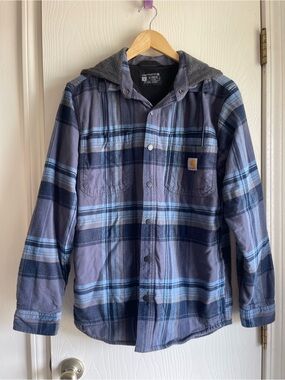 Carhartt fleece lined shirt jacket blue gray small